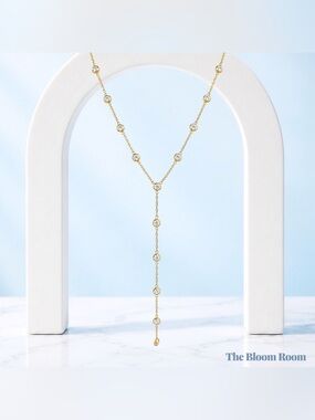 Moonlight Glow Drop Necklace | Gold Bezel Chain | 18K Gold Plated